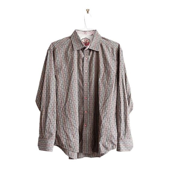 Robert Graham Mens Striped Long Sleeve Casual Shirt Button Multicolour Cotton XL - Picture 1 of 8